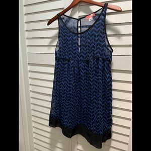 Black and Blue See - through Dress